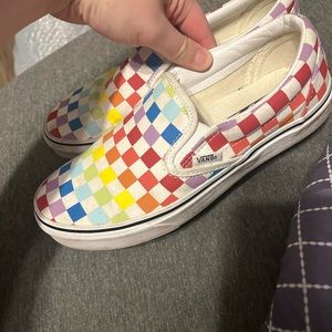 Slip on rainbow vans. Well loved.